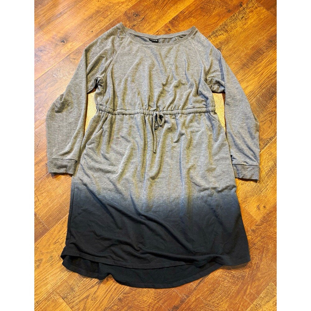 Torrid T-Shirt Dress Women's 1 Plus Gray/Black Ombre Knit Scoop Drawstring